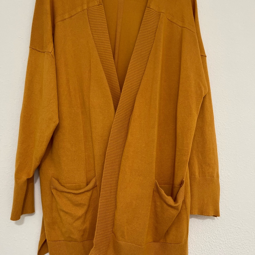 Women's Open-Front Cardigan Sweater in Mustard